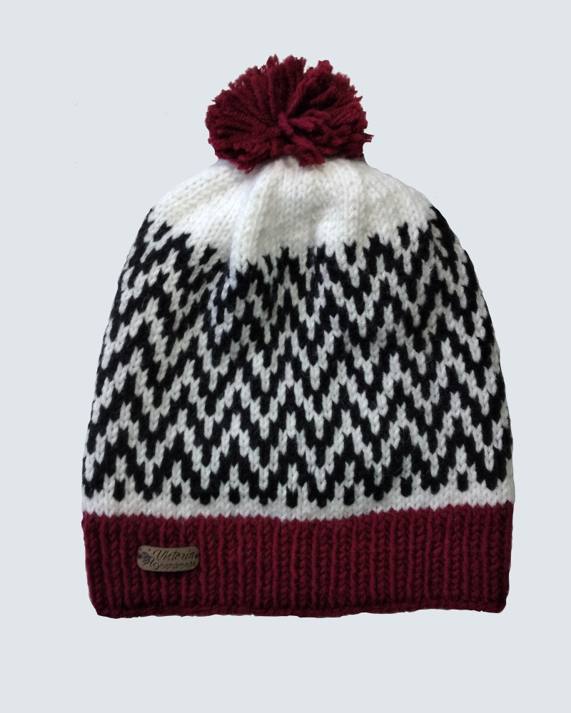 MEN'S KNITTED HAT - WINE RED