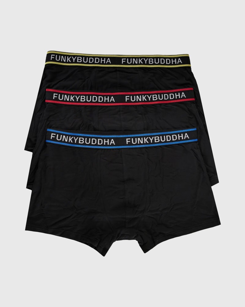 FUNKYBUDDHA BOXER SHORTS 3PACK - BLACK