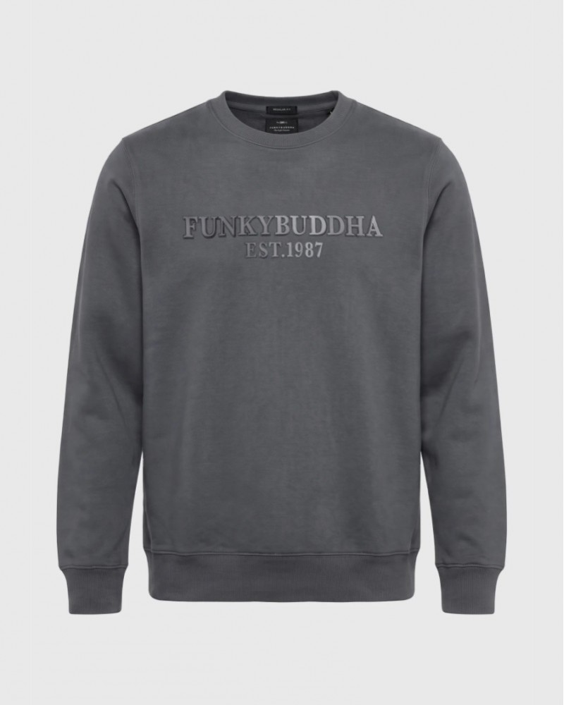 FUNKYBUDDHA LOGO SWEATSHIRT ΜΕ ΛΑΙΜΟΚΟΨΗ - ELEPHANT