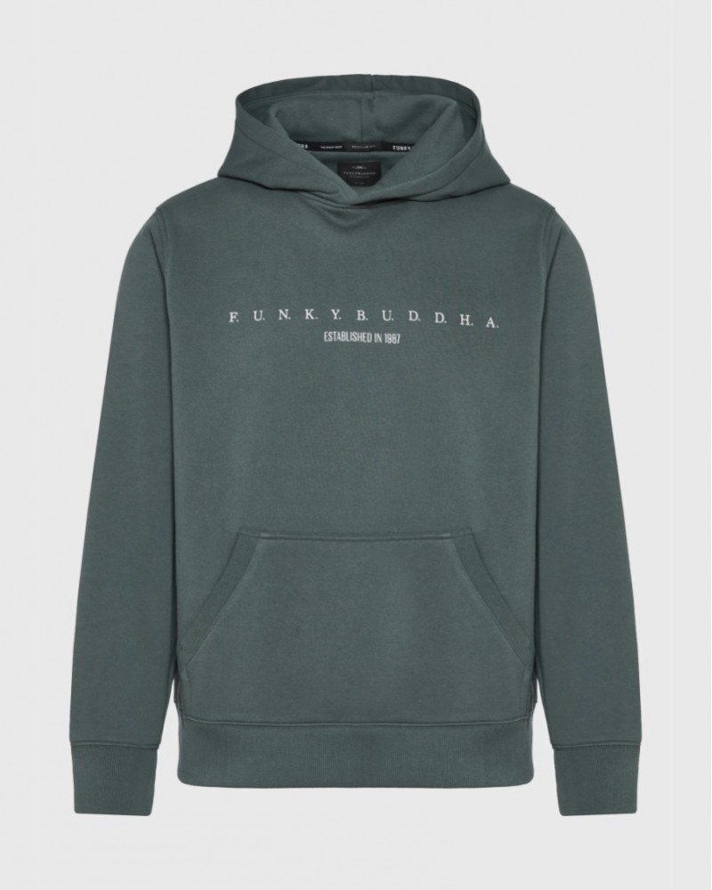 FUNKYBUDDHA LOGO HOODIE- GREEN STORM
