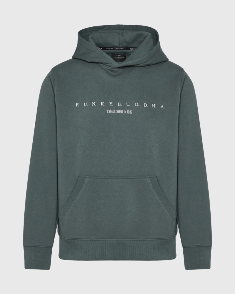 FUNKYBUDDHA LOGO HOODIE- GREEN STORM