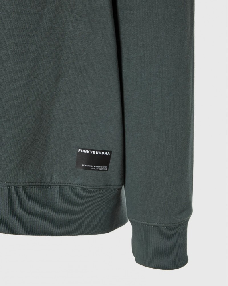 FUNKYBUDDHA LOGO HOODIE- GREEN STORM