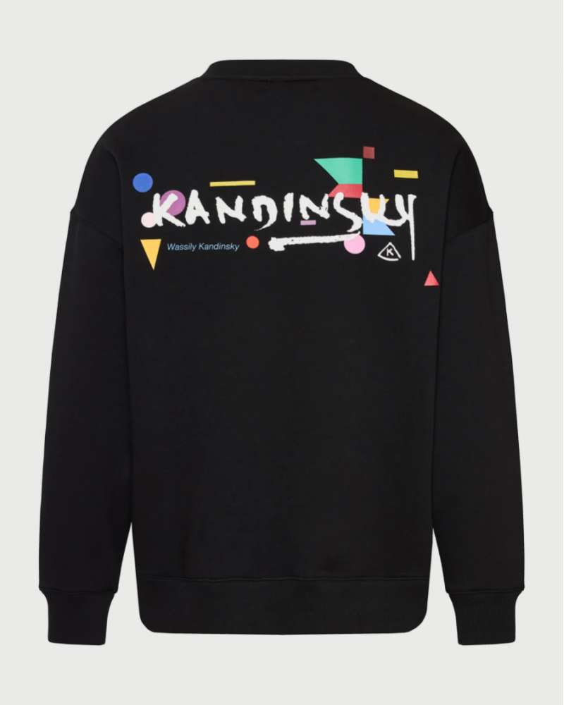 FUNKYBUDDHA ART PRINT KANDINSKY SWEATSHIRT - BLACK