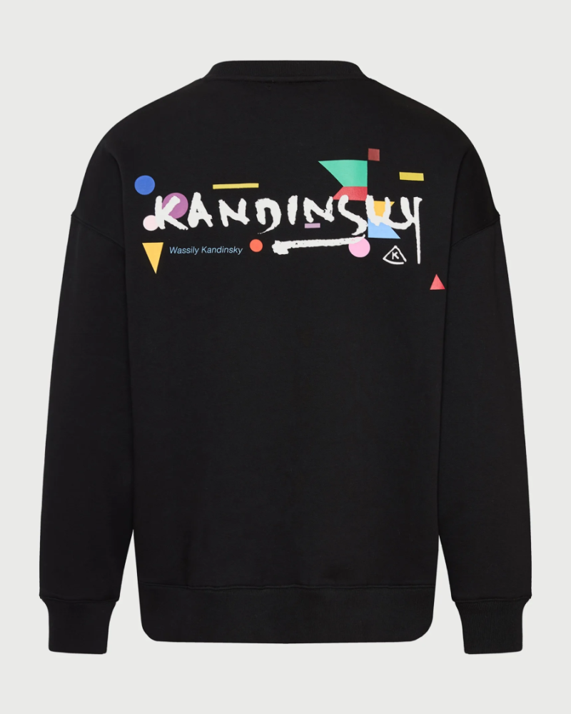 FUNKYBUDDHA ART PRINT KANDINSKY SWEATSHIRT - BLACK