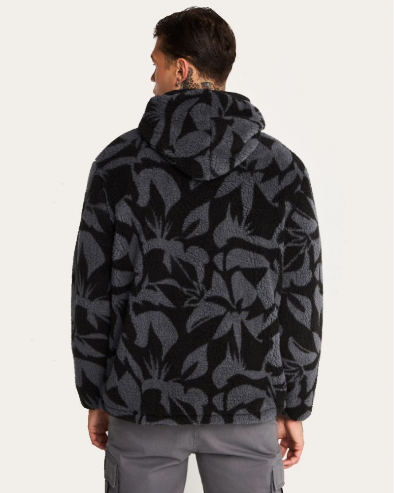 FUNKYBUDDHA FLEECE ΖΑΚΕΤΑ ME JACQUARD ΜΟΤΙΒΟ - BLACK
