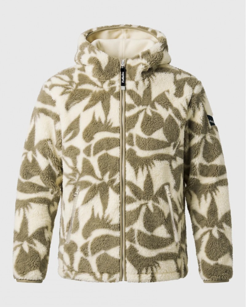 FUNKYBUDDHA FLEECE ΖΑΚΕΤΑ ME JACQUARD ΜΟΤΙΒΟ - CHALK