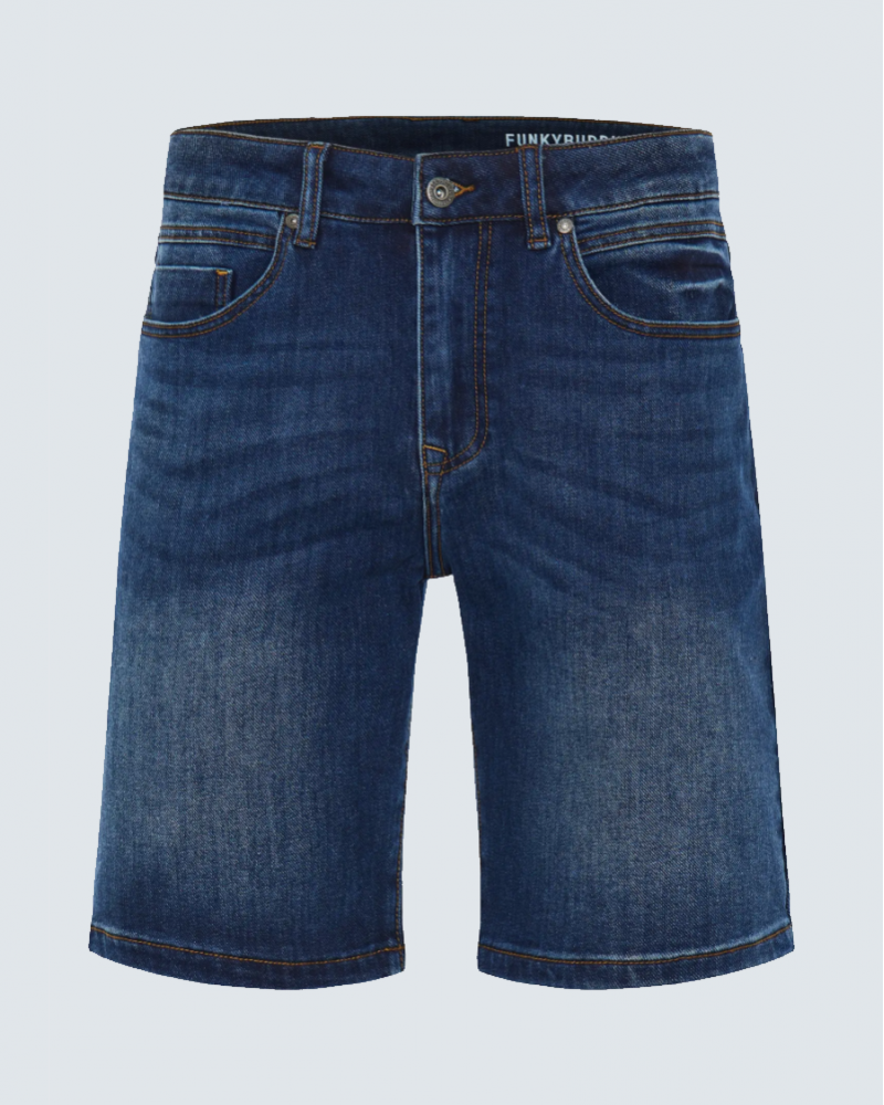 FUNKYBUDDHA ESSENTIAL DENIM SHORTS - DARK BLUE