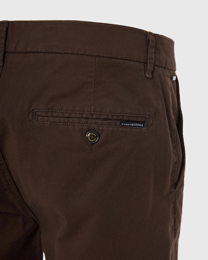 FUNKYBUDDHA COMFORT CHINO PANTS - COFFE BROWN