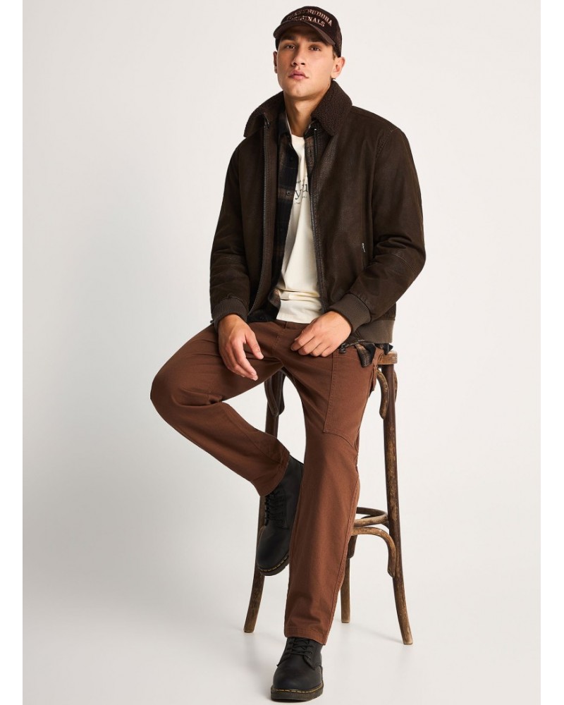 FUNKYBUDDHA ΑΝΔΡΙΚΟ SUEDE JACKET - CHOCOLATE