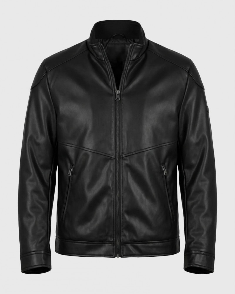 FUNKYBUDDHA ΑΝΔΡΙΚΟ FAUX LEATHER JACKET - BLACK