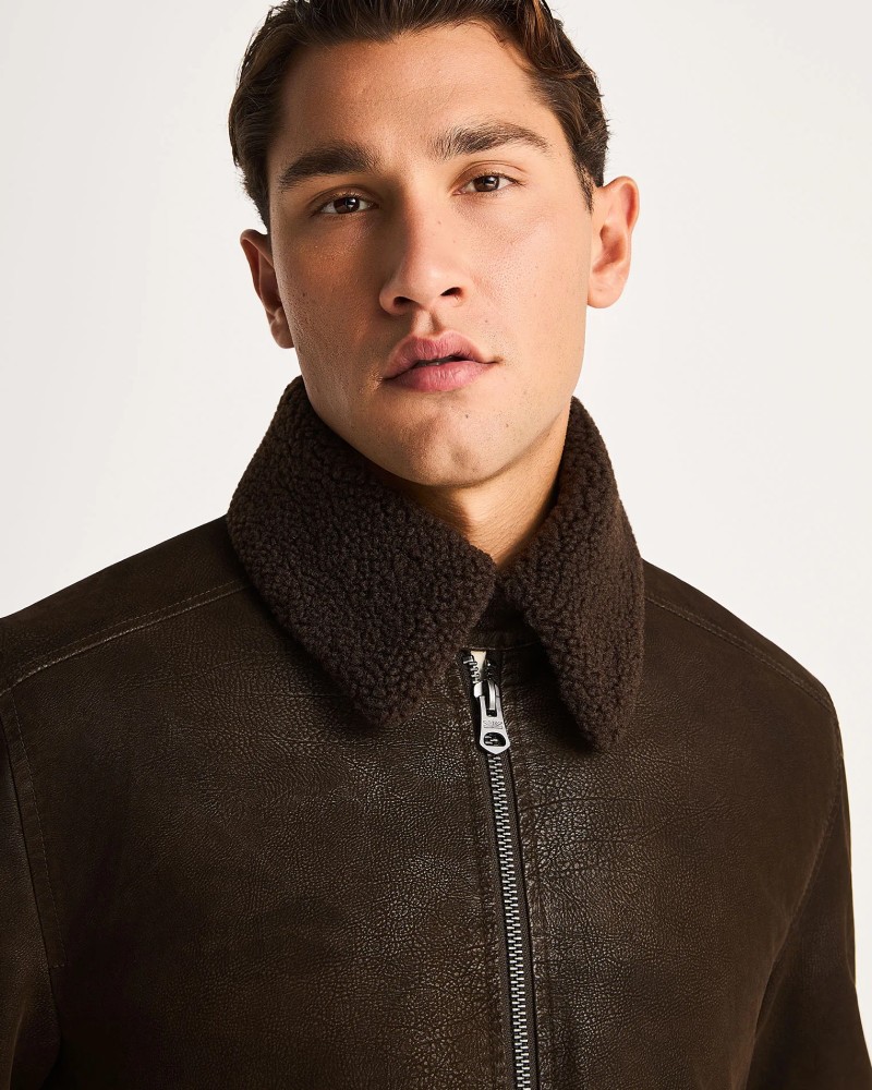 FUNKYBUDDHA ΑΝΔΡΙΚΟ SUEDE JACKET - CHOCOLATE
