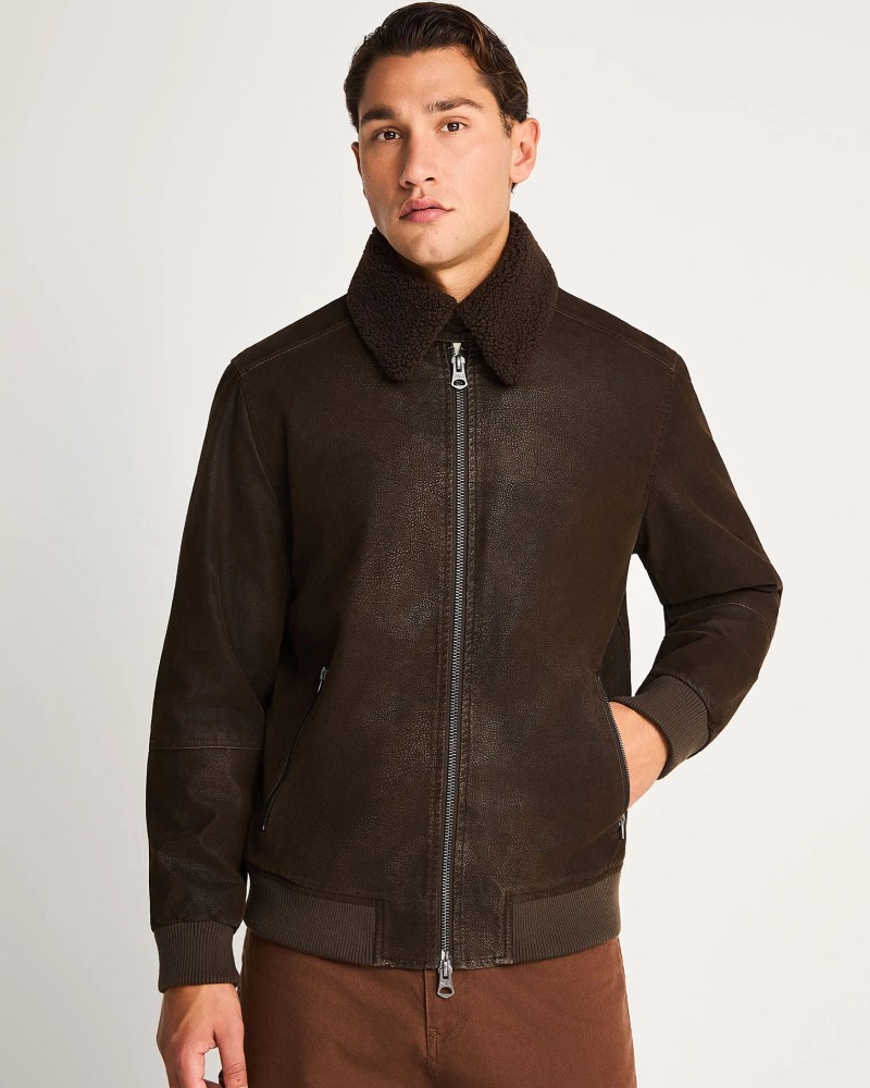 FUNKYBUDDHA ΑΝΔΡΙΚΟ SUEDE JACKET - CHOCOLATE