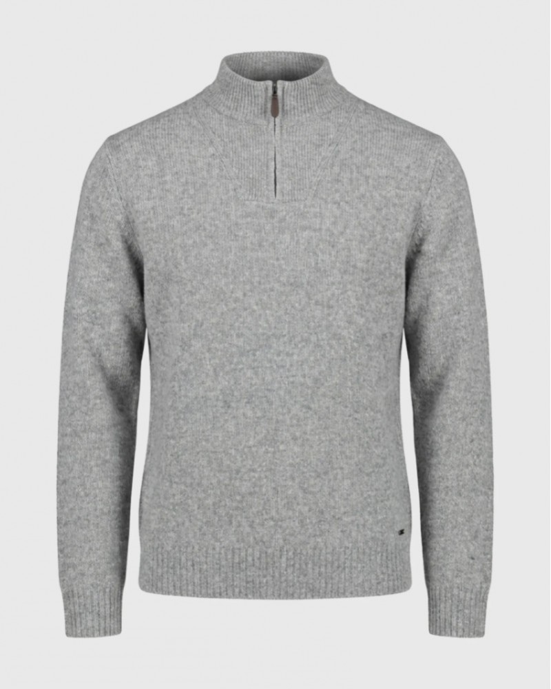 FUNKYBUDDHA HALF ZIP PULLOVER - LT GREY