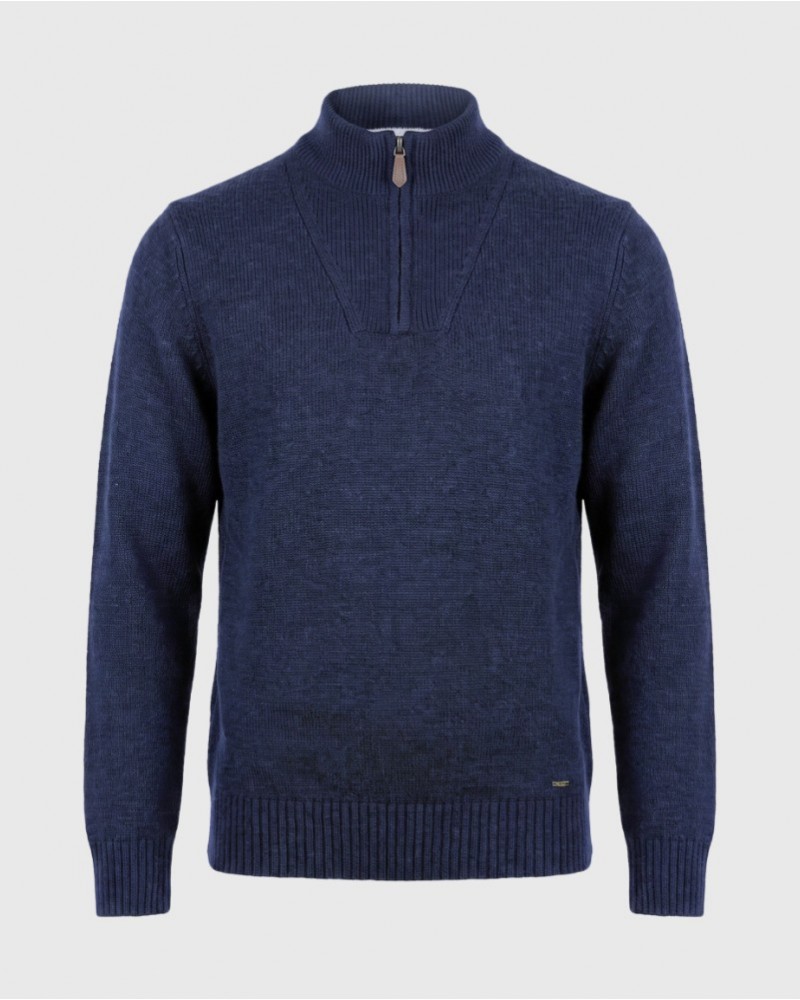 FUNKYBUDDHA HALF ZIP PULLOVER - NAVY