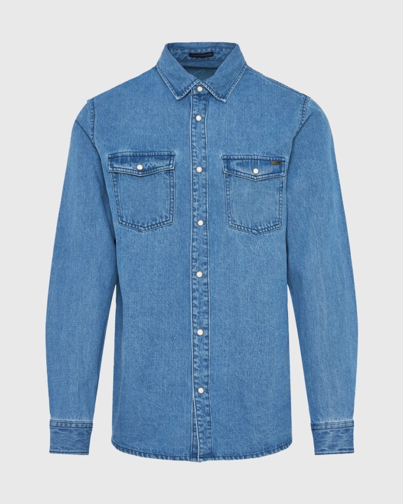 FUNKYBUDDHA DENIM SHIRT - BLUE