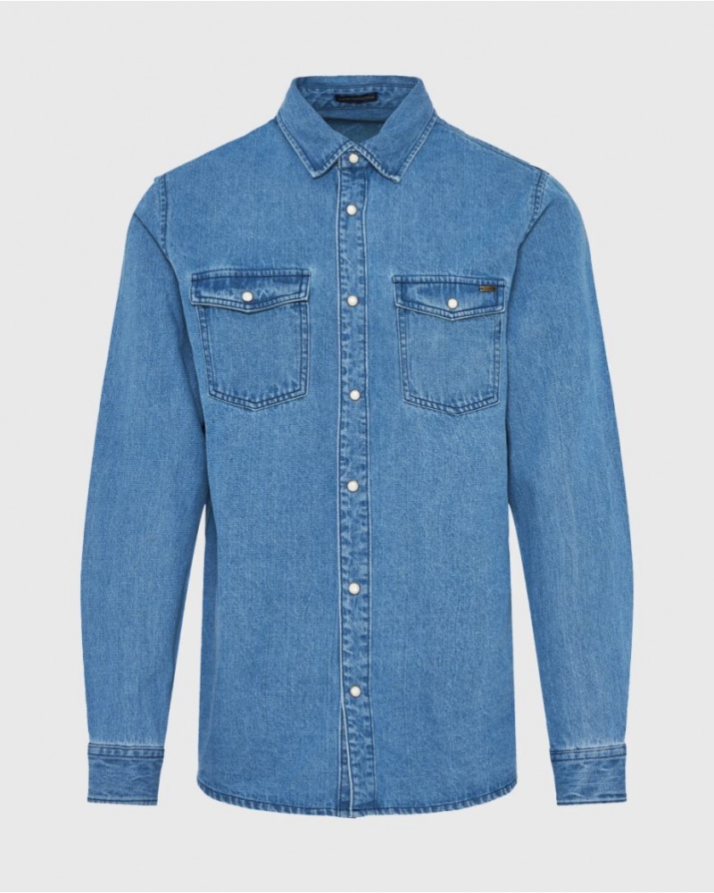 FUNKYBUDDHA DENIM SHIRT - BLUE