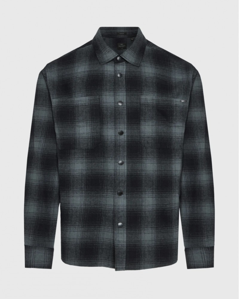 FUNKYBUDDHA ΚΑΡΟ ΠΟΥΚΑΜΙΣΟ FLANNEL - GREY/BLACK
