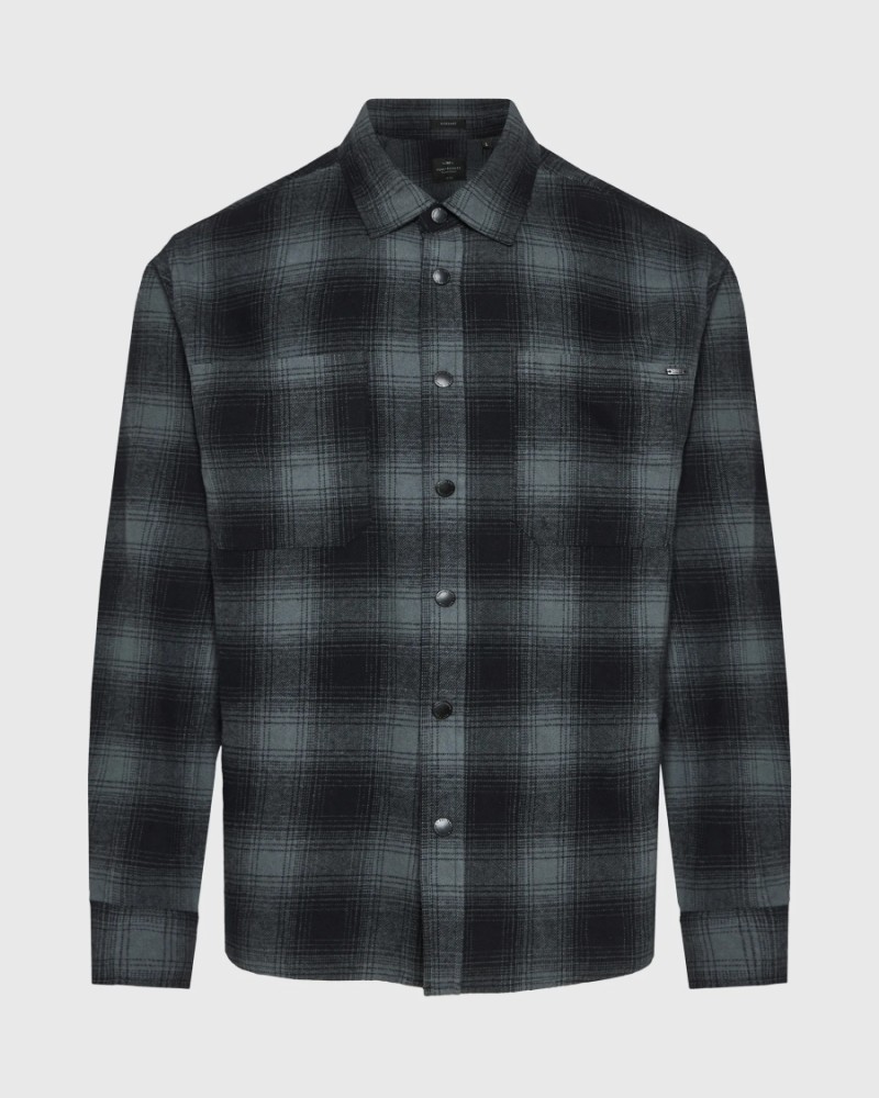 FUNKYBUDDHA ΚΑΡΟ ΠΟΥΚΑΜΙΣΟ FLANNEL - GREY/BLACK