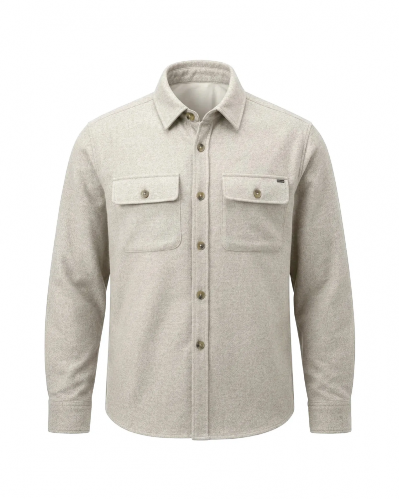 FUNKYBUDDHA OVERSHIRT ΠΟΥΚΑΜΙΣΟ ΜΕ ΤΣΕΠΕΣ - MILKY GREY