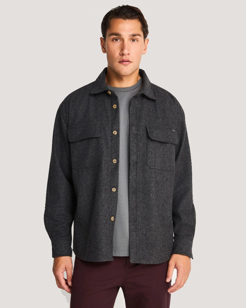 FUNKYBUDDHA OVERSHIRT ΠΟΥΚΑΜΙΣΟ ΜΕ ΤΣΕΠΕΣ - DK GREY