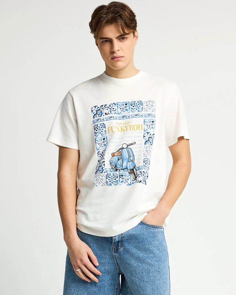 FUNKYBUDDHA T-SHIRT ME ΤΥΠΩΜΑ ΣΤΟ ΣΤΗΘΟΣ - WHITE