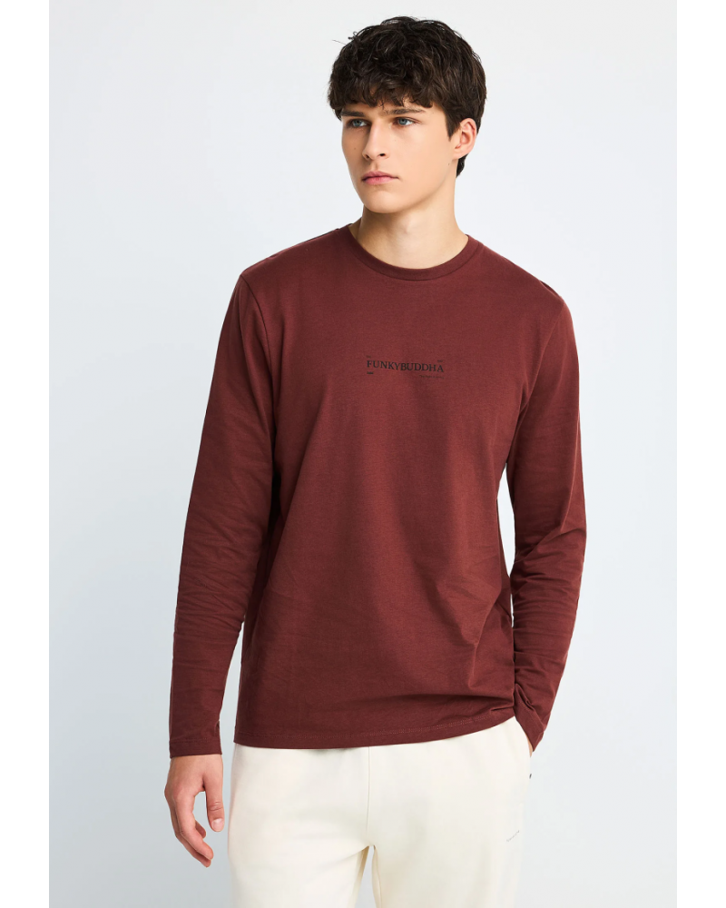 FUNKYBUDDHA ESSENTIAL LONGSLEEVE T-SHIRT - HOT CHOCOLATE