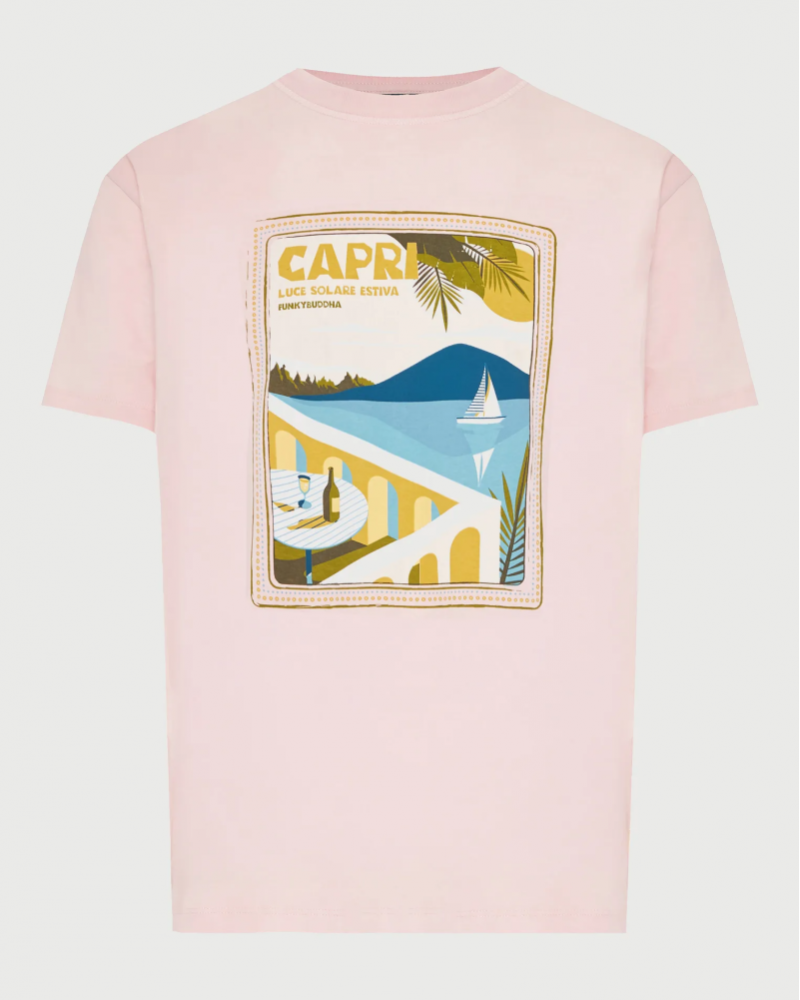FUNKYBUDDHA T-SHIRT ME ΤΥΠΩΜΑ ΣΤΟ ΣΤΗΘΟΣ - ROSE