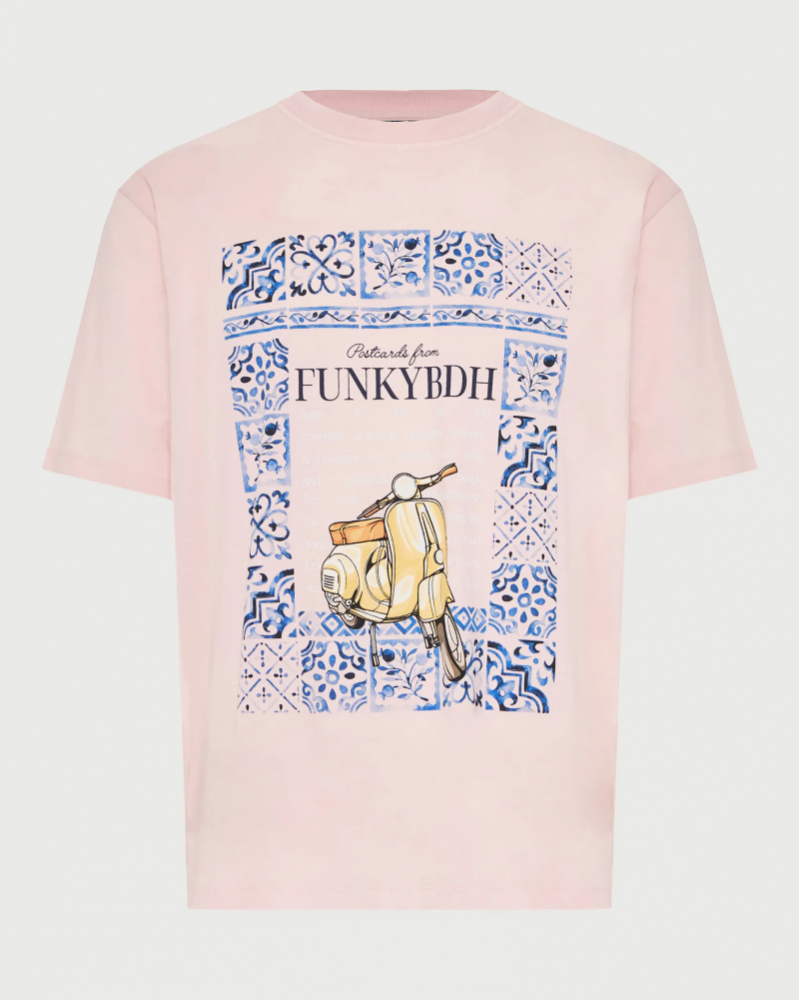FUNKYBUDDHA T-SHIRT ME ΤΥΠΩΜΑ ΣΤΟ ΣΤΗΘΟΣ - ROSE