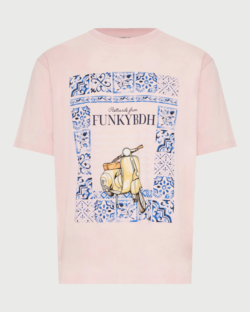 FUNKYBUDDHA T-SHIRT ME ΤΥΠΩΜΑ ΣΤΟ ΣΤΗΘΟΣ - ROSE