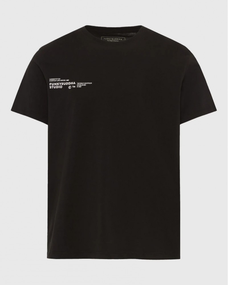 FUNKYBUDDHA T-SHIRT ME LOGO ΣΤΗΝ ΠΛΑΤΗ - BLACK