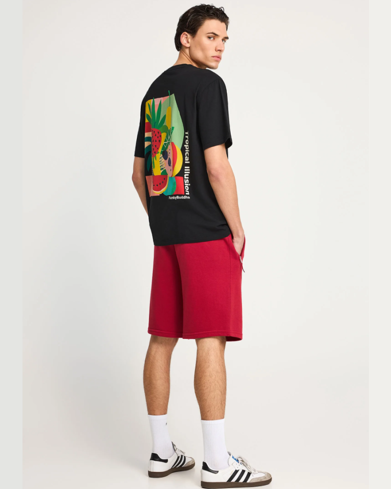 FUNKYBUDDHA T-SHIRT ME ΤΥΠΩΜΑ ΣΤΗΝ ΠΛΑΤΗ - BLACK