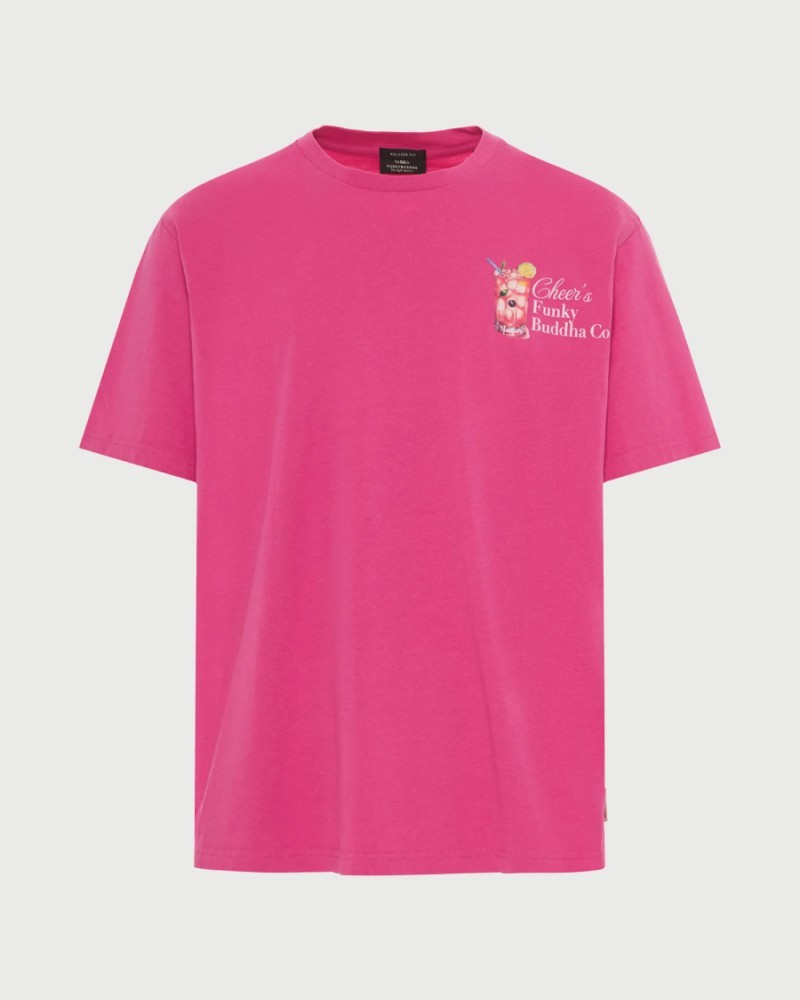 FUNKYBUDDHA T-SHIRT ME ΤΥΠΩΜΑ ΣΤΗΝ ΠΛΑΤΗ - FUCHSIA