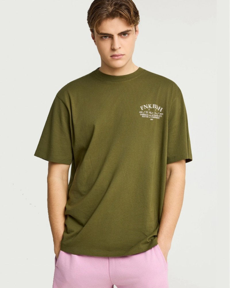 FUNKYBUDDHA T-SHIRT ME LOGO ΣΤΗΝ ΠΛΑΤΗ - KHAKI