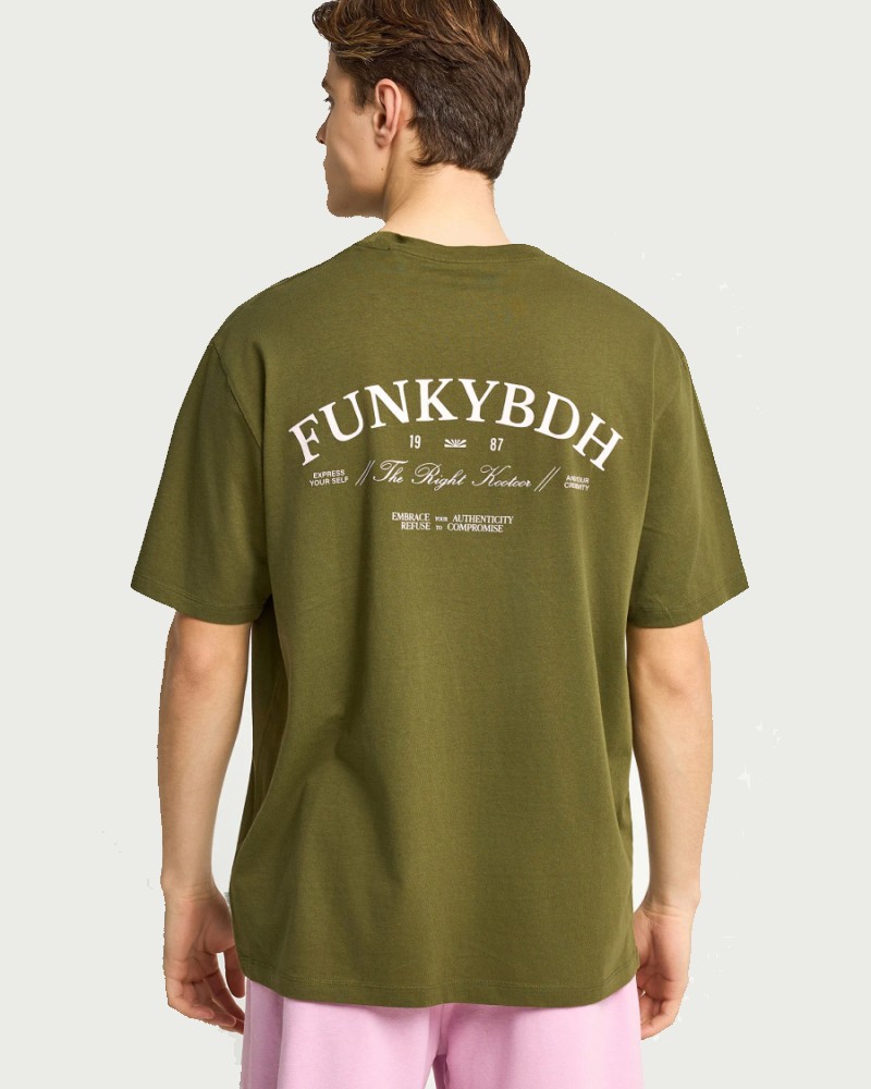 FUNKYBUDDHA T-SHIRT ME LOGO ΣΤΗΝ ΠΛΑΤΗ - KHAKI