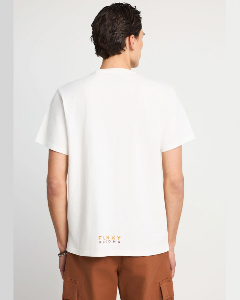 FUNKYBUDDHA T-SHIRT ME ΤΥΠΩΜΑ ΣΤΟ ΣΤΗΘΟΣ - OFF WHITE