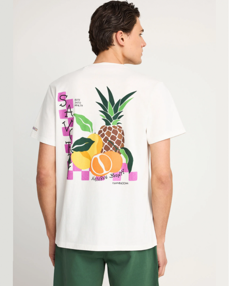 FUNKYBUDDHA T-SHIRT ME ΤΥΠΩΜΑ ΣΤΗΝ ΠΛΑΤΗ - WHITE