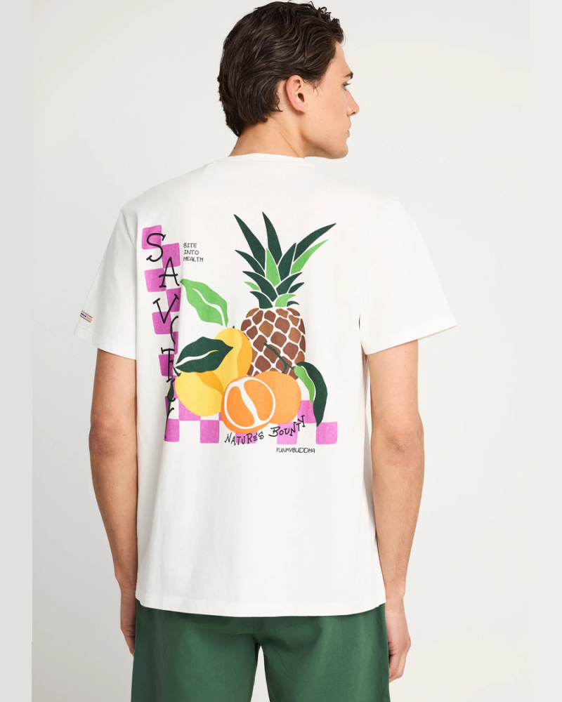 FUNKYBUDDHA T-SHIRT ME ΤΥΠΩΜΑ ΣΤΗΝ ΠΛΑΤΗ - WHITE