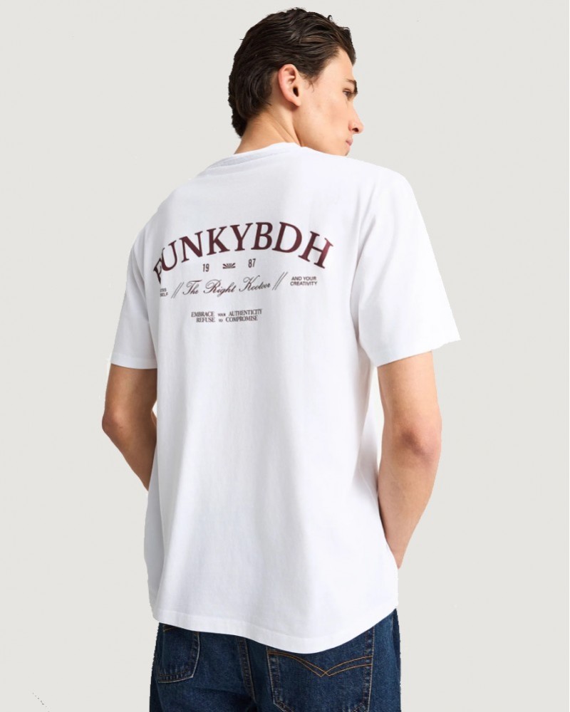 FUNKYBUDDHA T-SHIRT ME LOGO ΣΤΗΝ ΠΛΑΤΗ - WHITE