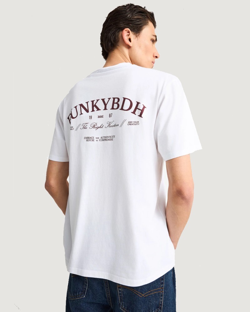 FUNKYBUDDHA T-SHIRT ME LOGO ΣΤΗΝ ΠΛΑΤΗ - WHITE
