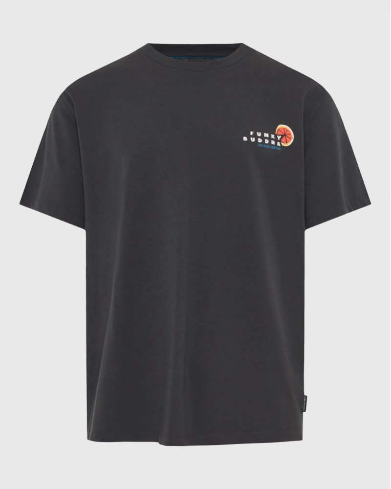 FUNKYBUDDHA T-SHIRT ME ΤΥΠΩΜΑ ΣΤΗΝ ΠΛΑΤΗ - ANTHRACITE