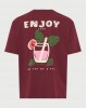 FUNKYBUDDHA T-SHIRT ME ΤΥΠΩΜΑ ΣΤΗΝ ΠΛΑΤΗ - BURGUNDY