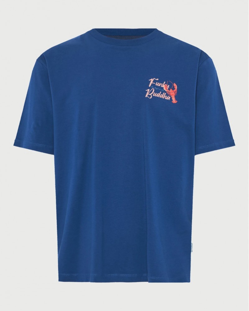 FUNKYBUDDHA T-SHIRT ME ΤΥΠΩΜΑ ΣΤΗΝ ΠΛΑΤΗ - BLUE
