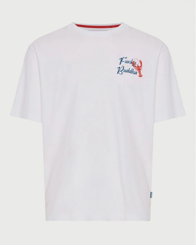 FUNKYBUDDHA T-SHIRT ME ΤΥΠΩΜΑ ΣΤΗΝ ΠΛΑΤΗ - WHITE