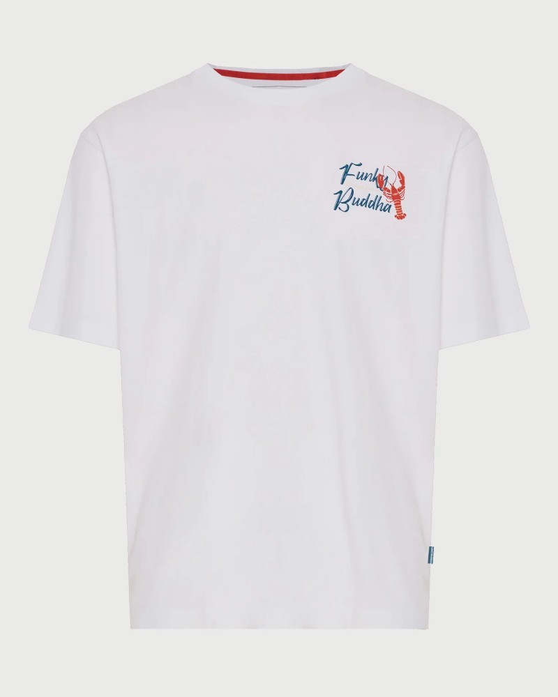FUNKYBUDDHA T-SHIRT ME ΤΥΠΩΜΑ ΣΤΗΝ ΠΛΑΤΗ - WHITE