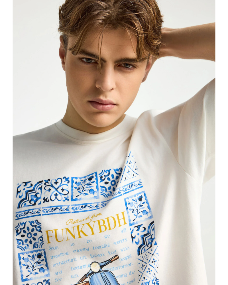 FUNKYBUDDHA T-SHIRT ME ΤΥΠΩΜΑ ΣΤΟ ΣΤΗΘΟΣ - WHITE