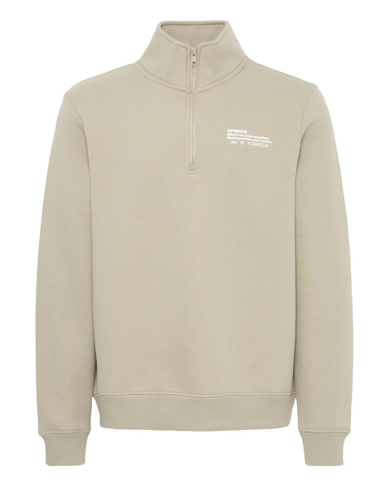 BLEND COPENHAGEN HALF ZIP SWEATSHIRT - BEIGE