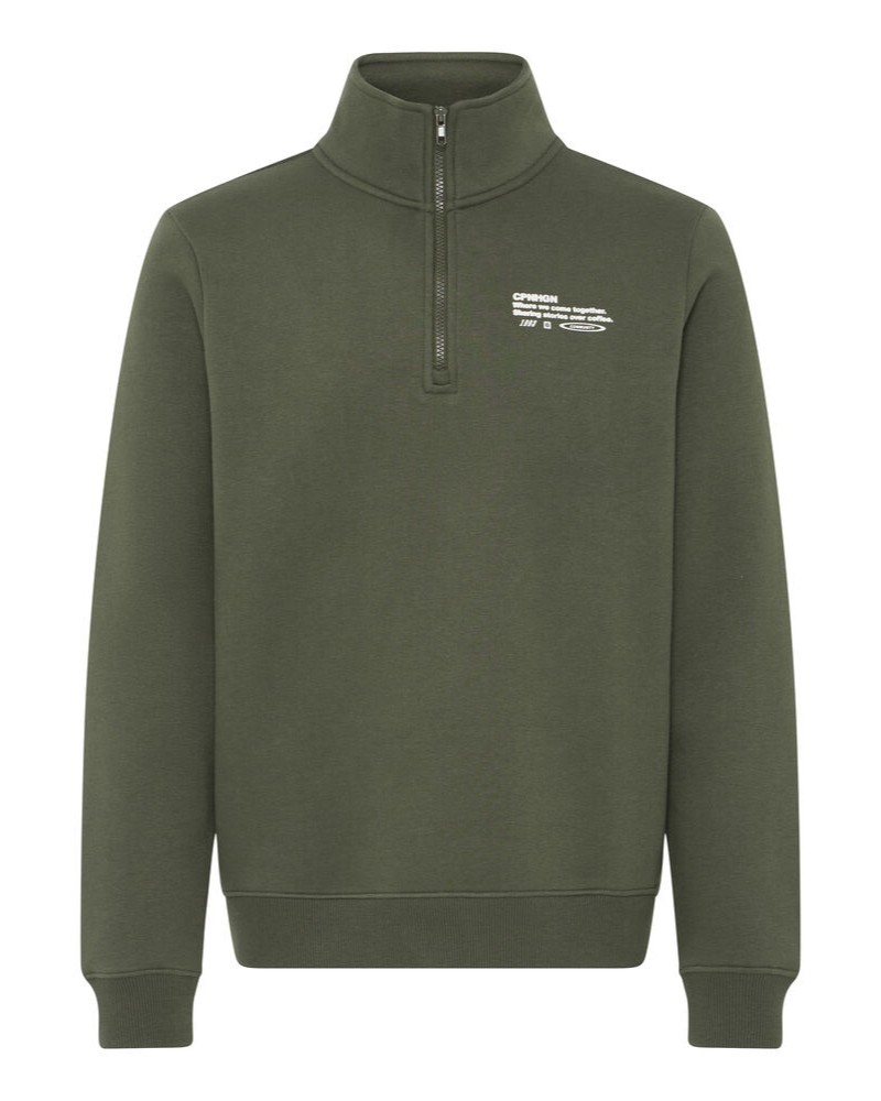 BLEND COPENHAGEN HALF ZIP SWEATSHIRT - KHAKI