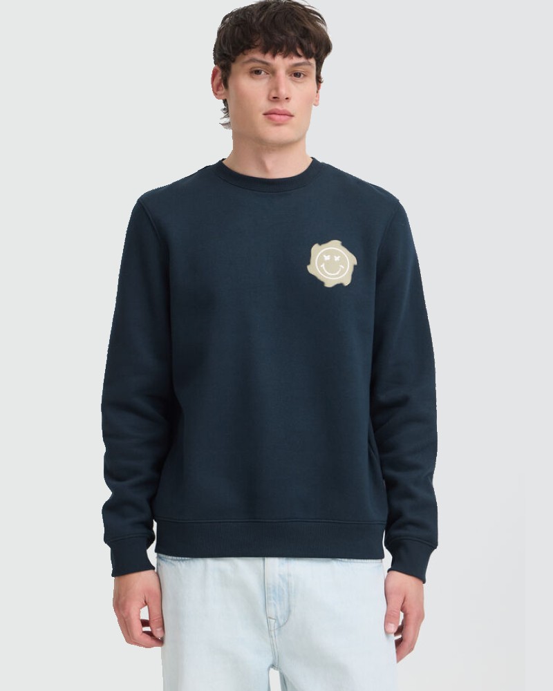 BLEND GRAPHIC CREW SWEAT- NAVY