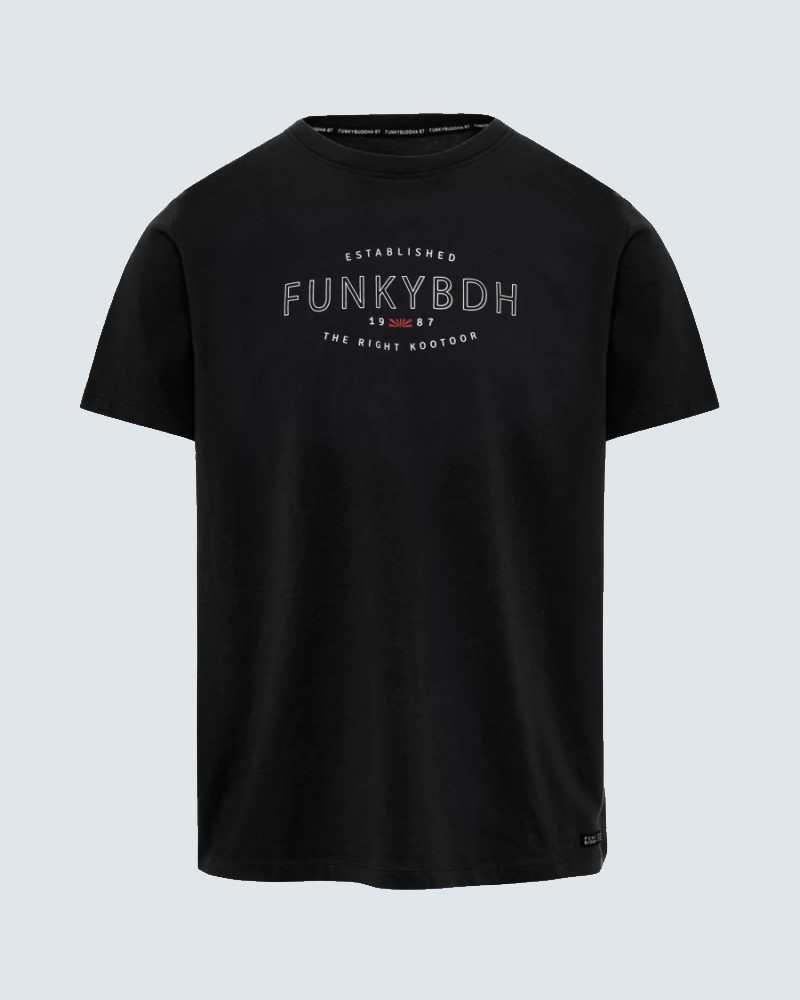 FUNKYBUDDHA T-SHIRT WITH PRINT - BLACK