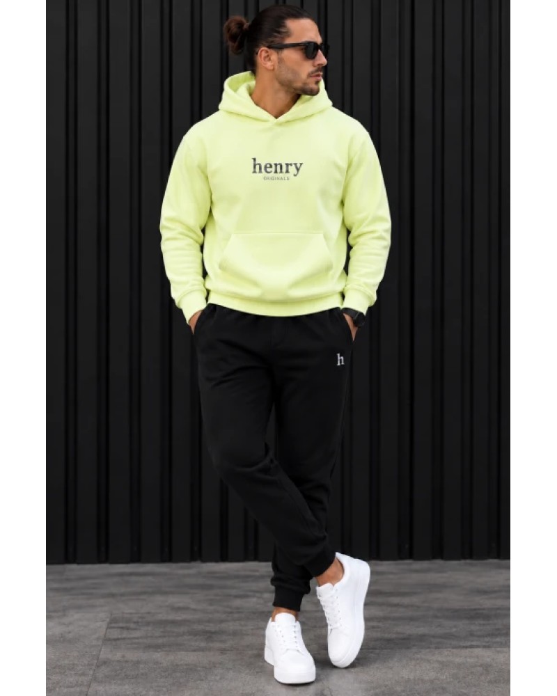 HENRY CLOTHING LOGO HOODIE - LIME